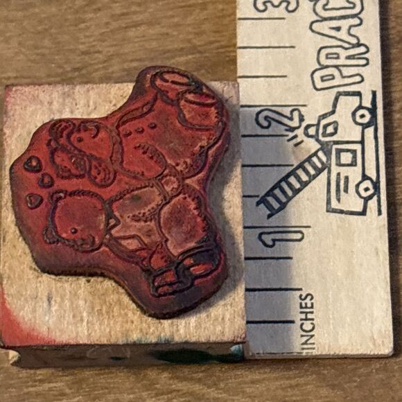 Noteworthy Teddy Bears Holding Hands Wood Mounted Rubber Stamp Mr. & Mrs. Bear - Picture 8 of 9